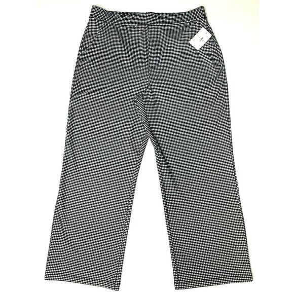 Sanctuary Pull On Flat Front Stretch Crop Pants Plus Sz 3X Black Mini Check NWT - Picture 1 of 8